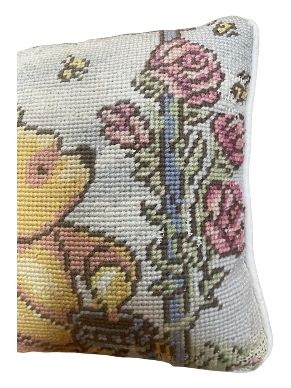 Disney Vintage Winnie The Pooh Embroidered Small Square Decorative Throw Pillow